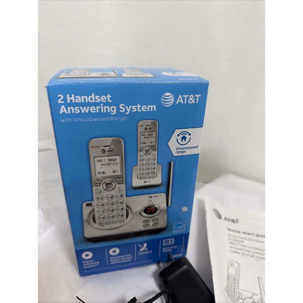 AT&T 2 Handset Wireless Phone Digital Answering System W/Connect to Cell Call ID